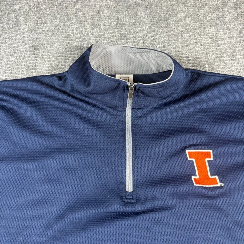 Proedge Illinois Fighting Illini Mens Large Navy Blue 1/4 Zip Pullover Jacket